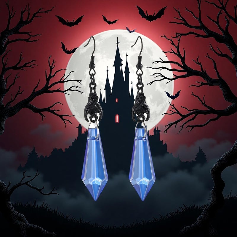 MIFYNN Gothic Dark Bat Dangle Earrings Red Black Crystal Gems Bat Earrings Punk Rock Style Bats Animal Earrings Halloween Costumes Earrings Jewelry for Women - Image 4